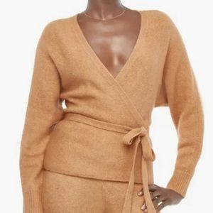 Just Fab Wrap Front Sweater, Women’s Size Small, Tie Waist, Camel Color